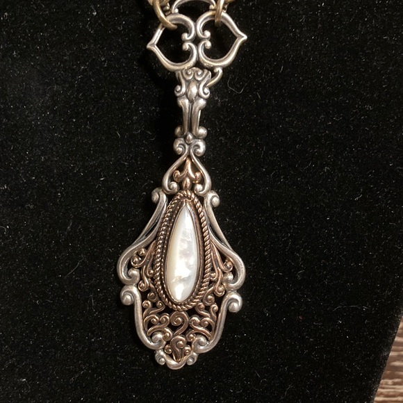 Carolyn Pollack stunning Sterling , copper and mother of Pearl vintage necklace - Picture 1 of 11